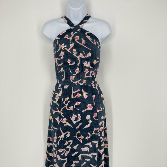 CAbi Aurora Maxi Length Dress Halter Smocked Adjustable Straps Pockets Print 6 - Picture 3 of 13